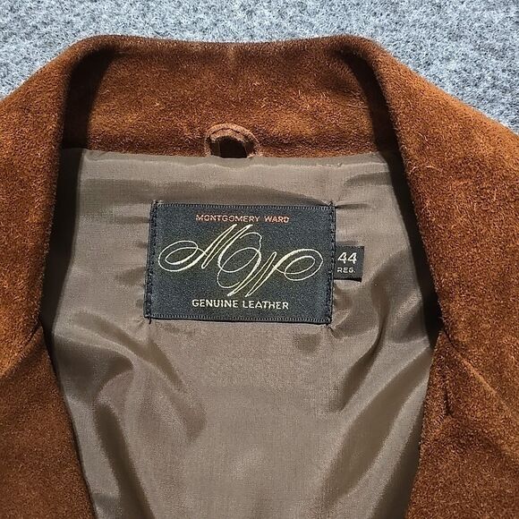 VTG Leather Suede Fringe Jacket Sz44 Montgomery Ward Snap Western Hippie Cowboy - Picture 3 of 13